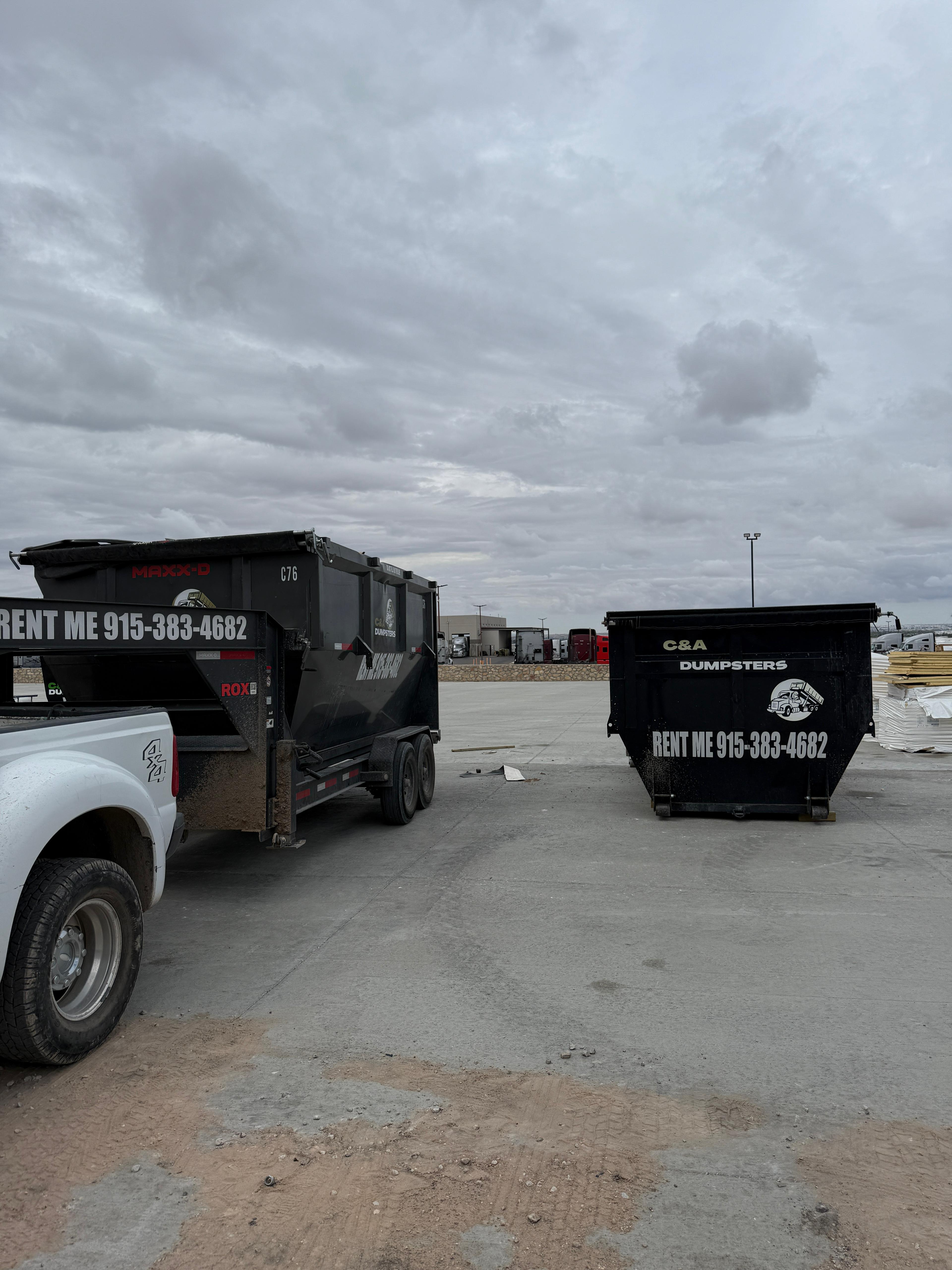 Multiple C&A Dumpster containers ready for dispatch